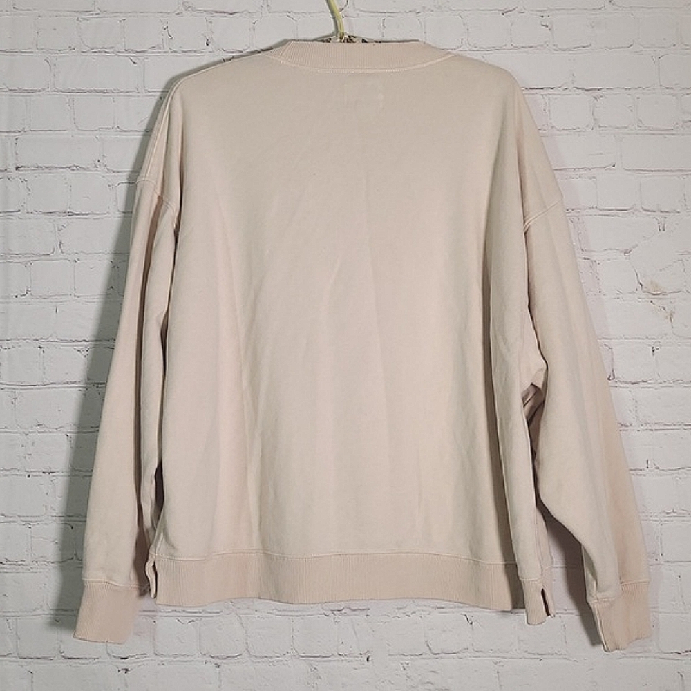 American Eagle Outfitters Peach Distressed Crewneck Ocean Waves Sweater Womens S - Picture 14 of 17